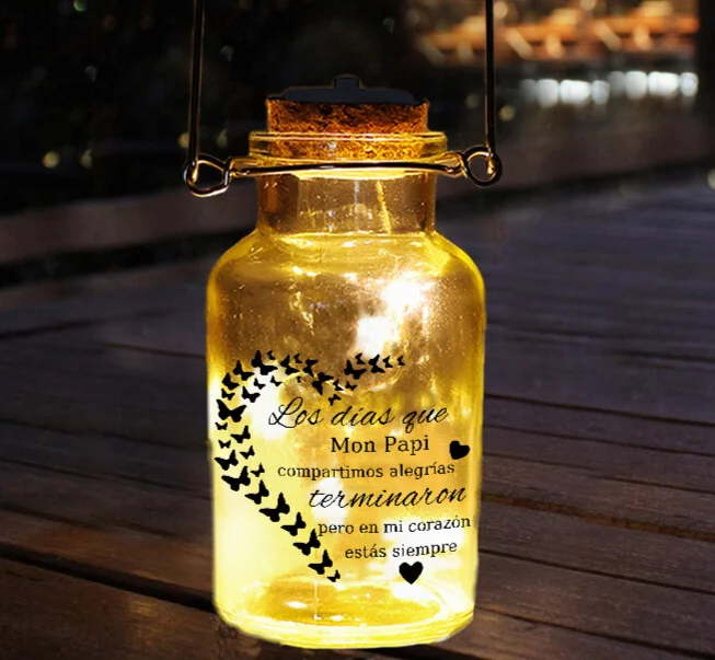 Botella de Lámpara Conmemorativa con frase personalizado con texto a ser querido