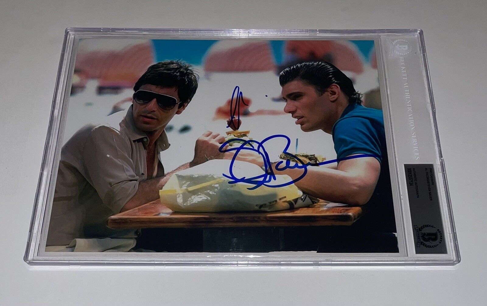 Al Pacino Steven Bauer Signed 8x10 Scarface Authentic Autograph BAS Beckett Slab