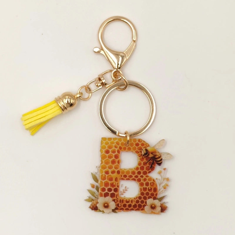 Classic Style Commute Letter Bee Arylic Unisex Bag Pendant Keychain