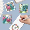 (US Local)6Pcs Peacock Painting Greeting Card Rhinestone Painting Card Kit for Party Favor