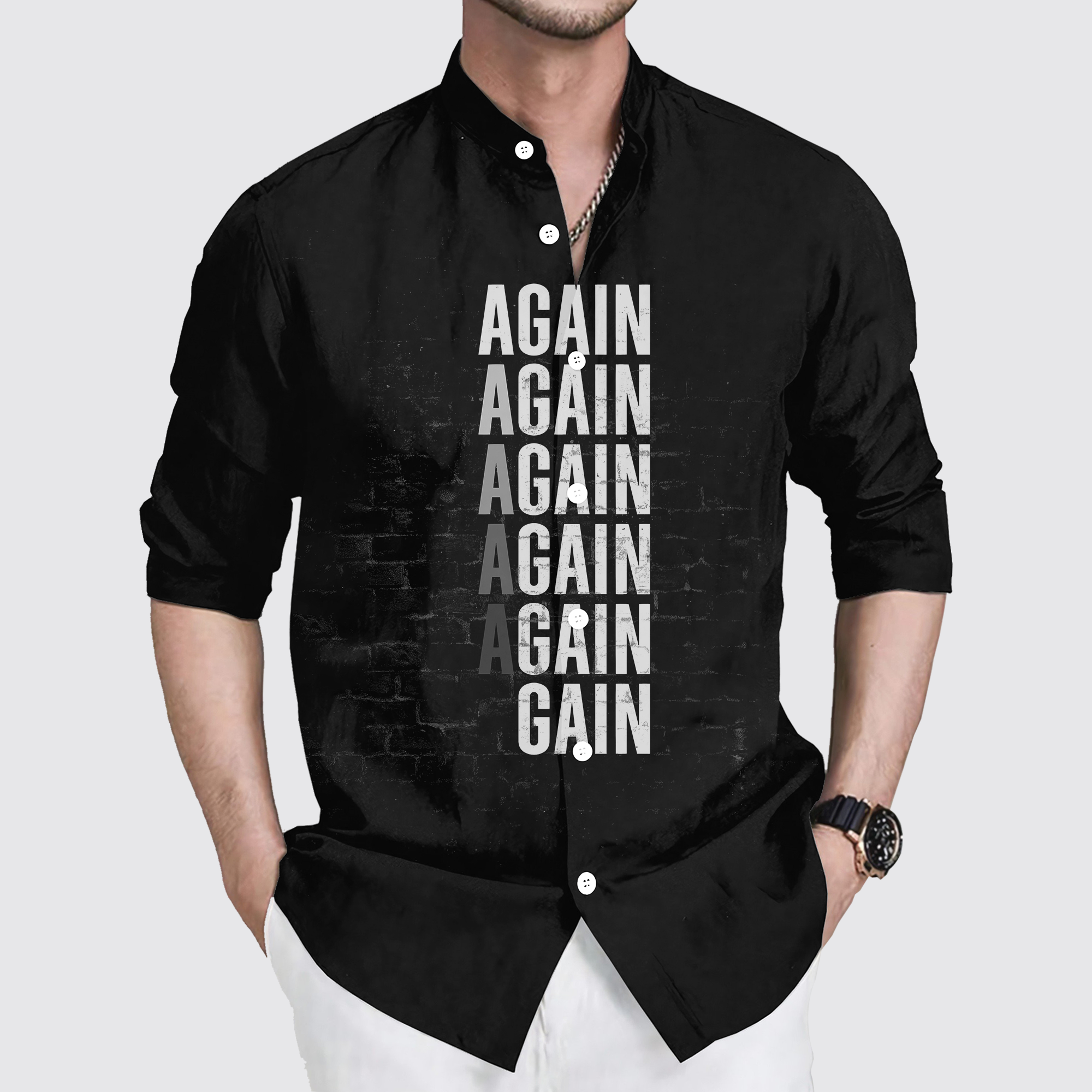 GymPro Stand Collar Button Shirt- TT00793