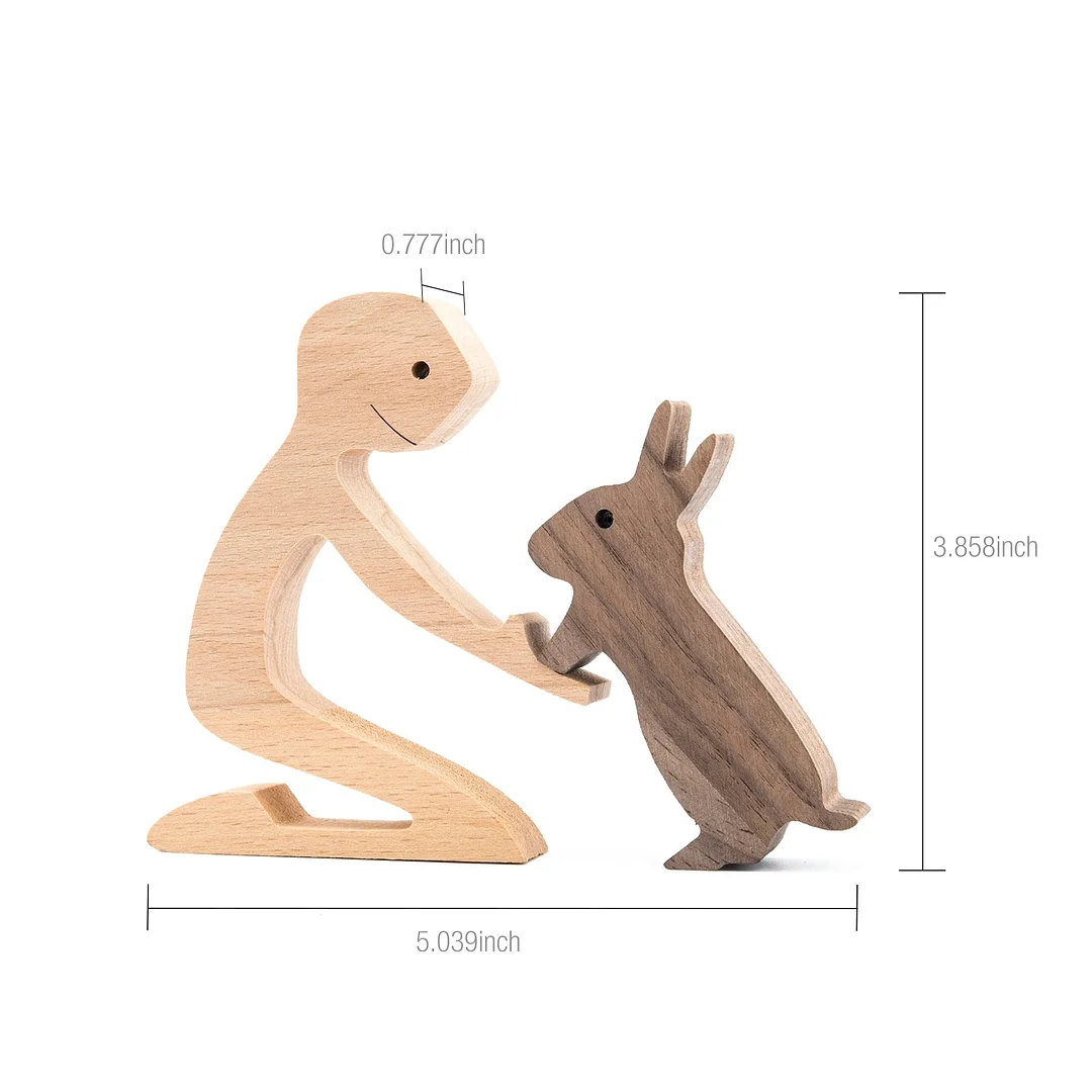 Puppy Family Wood Dog Carving Ornaments Decoration Home Decor Figurine Desktop Table Ornament Sculptures For Dog Pet Lover Gifts