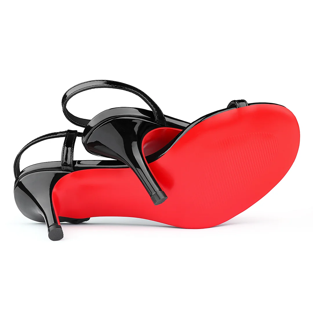 65mm Women's Red Bottom Sandals Spotlight Wavy Straps Sandals-MERUMOTE