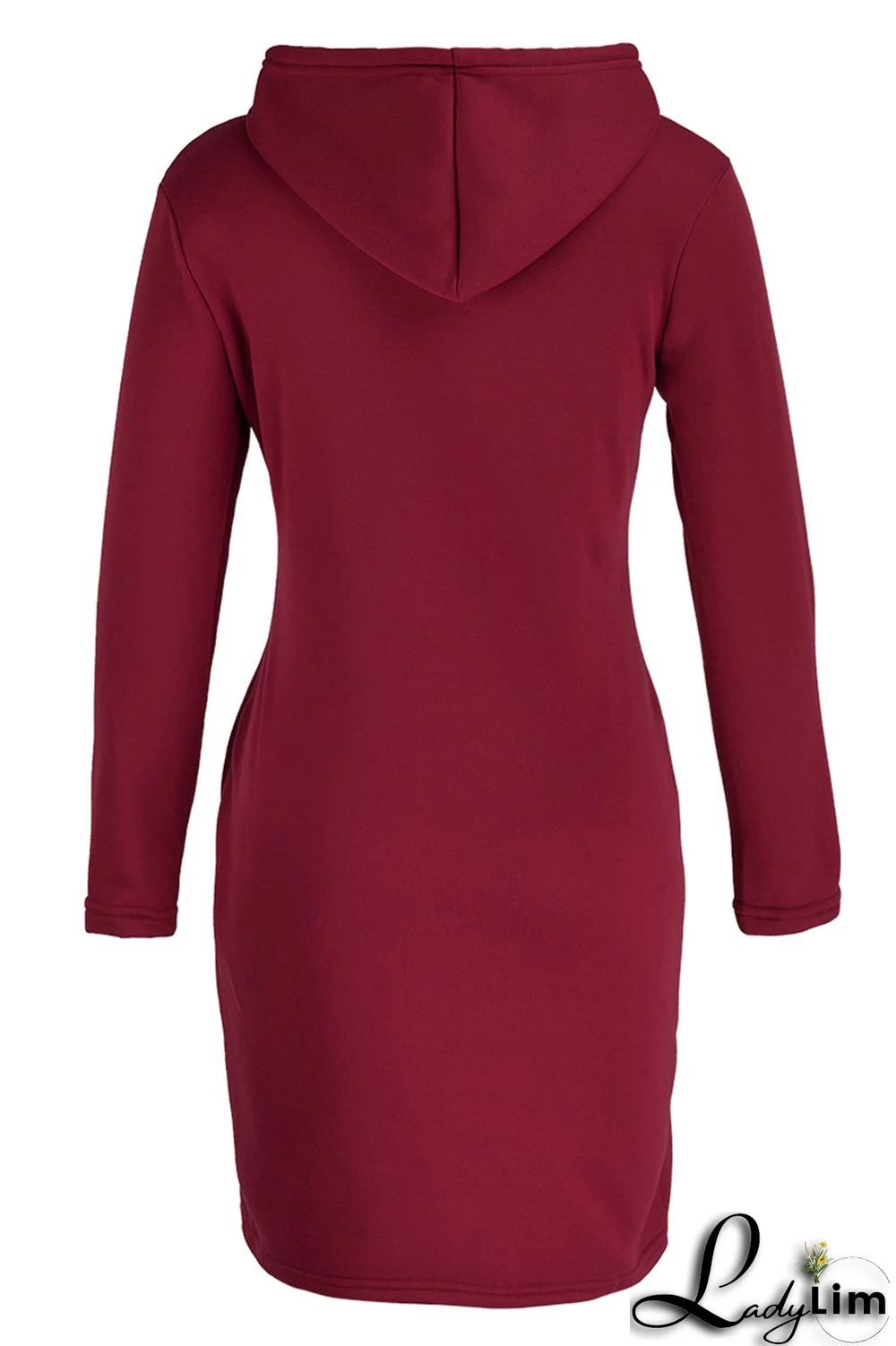 Red Fashion Casual Solid Patchwork Hooded Collar Long Sleeve Dresses