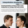 Casque audio intelligent avec r&eacute;duction du bruit et traduction IA, &eacute;cran couleur HD