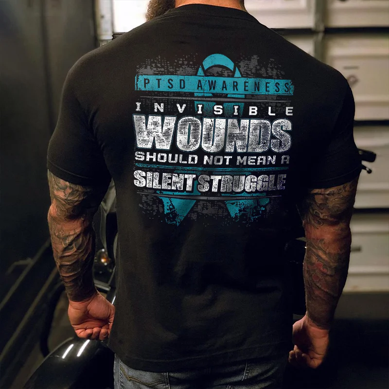 Livereid PTSD Awareness Invisible Wounds Printed Men's T-shirt - Livereid