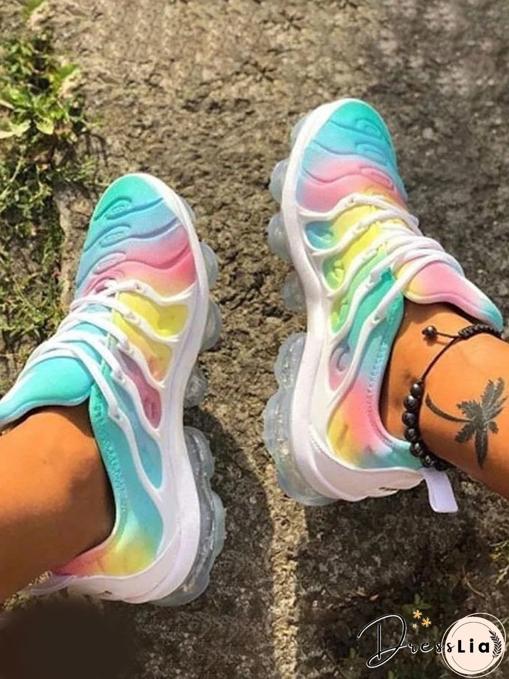 Rainbow Gradient Lace-Up Air Sneakers
