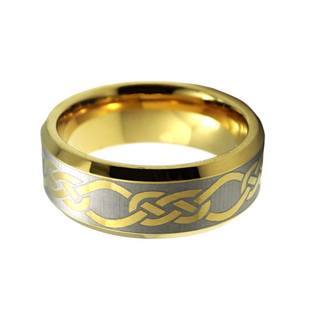 8MM Jewelry Gold Tungsten Carbide Celtic Wedding Band Ring