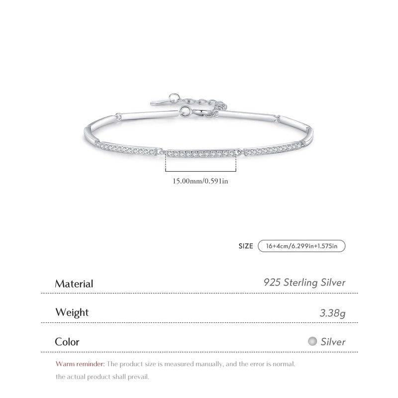 925 Sterling Silver Tube And Chain Half Chain Bracelets Minimalist