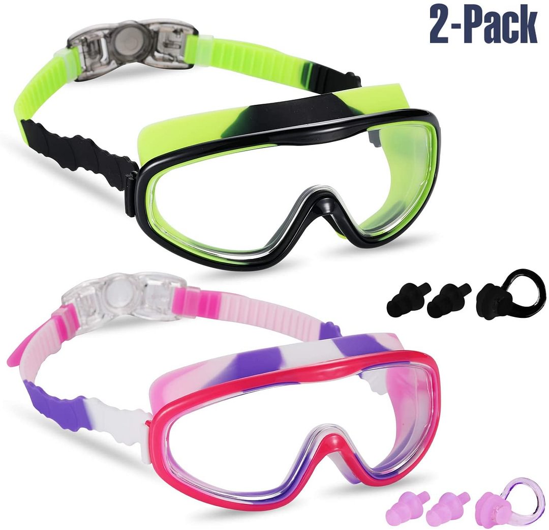 2 Pack Kids Swim Goggles, Swimming Glasses for Children and Early Teens from 3 to 15 Years Old