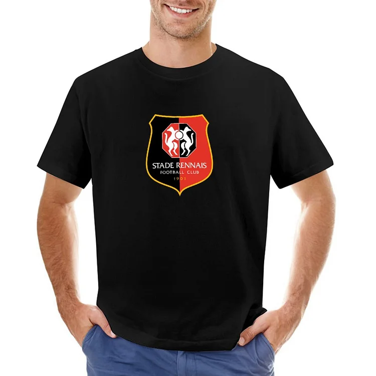 Stade Rennais F.C. Tiger Pattern Lightning Icon Design T-shirt À Manches Courtes Gildan Pour Homme