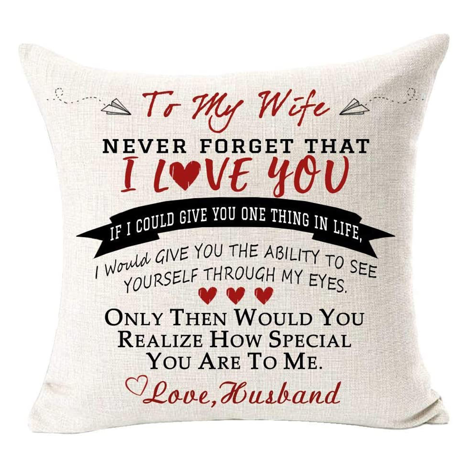 

Valentines Pillow Cases 18x18 inch, Cotton Linen Letters Cushion Cover, 501 Original