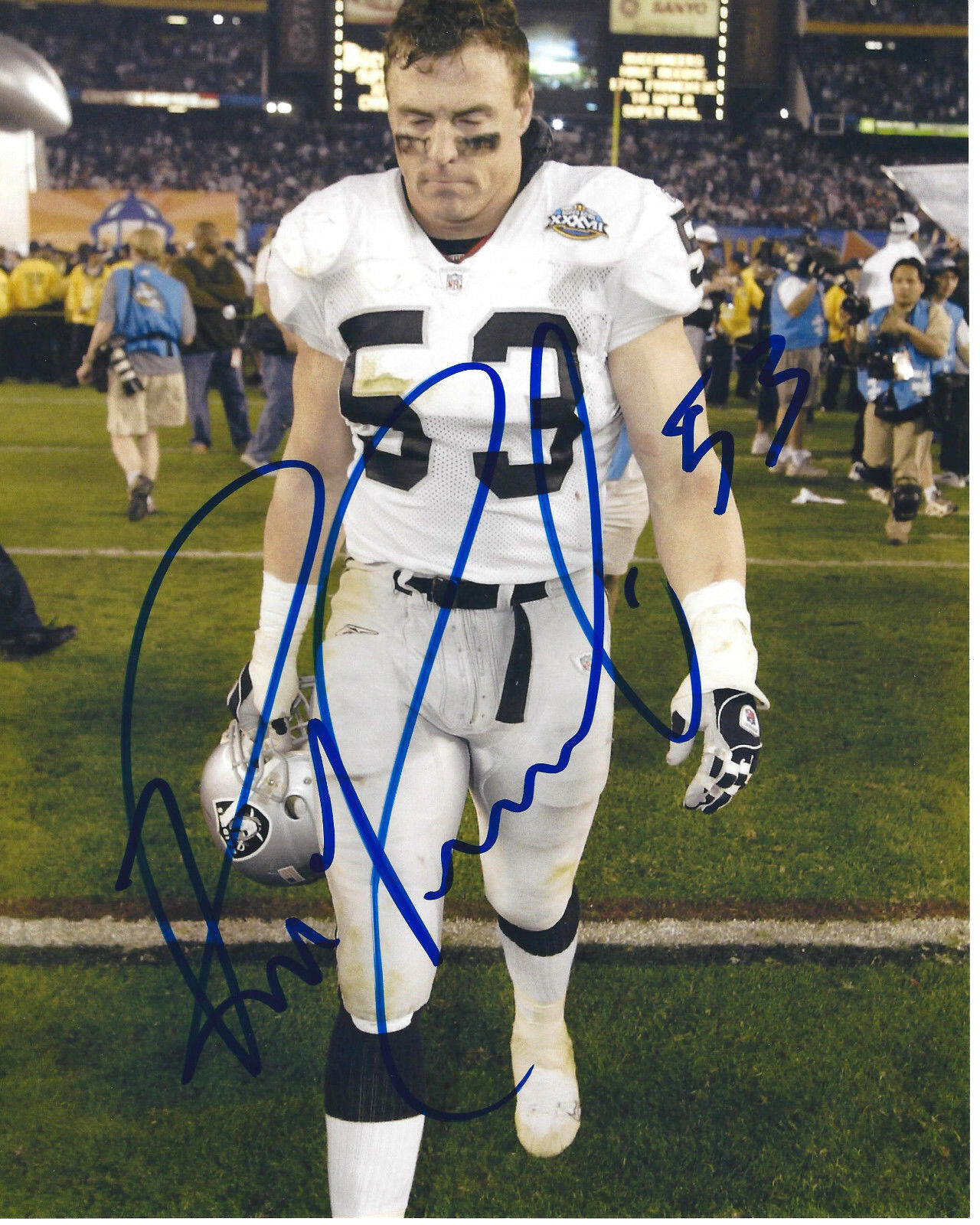 OAKLAND RAIDERS BILL ROMANOWSKI SIGNED AUTHENTIC 8X10 Photo Poster painting w/COA SUPER BOWL NFL