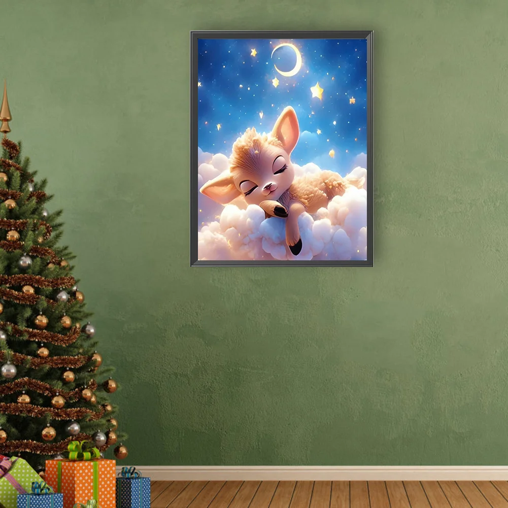 Full Round Diamond Painting 30*40cm - Deer Sleeping On The Cloud