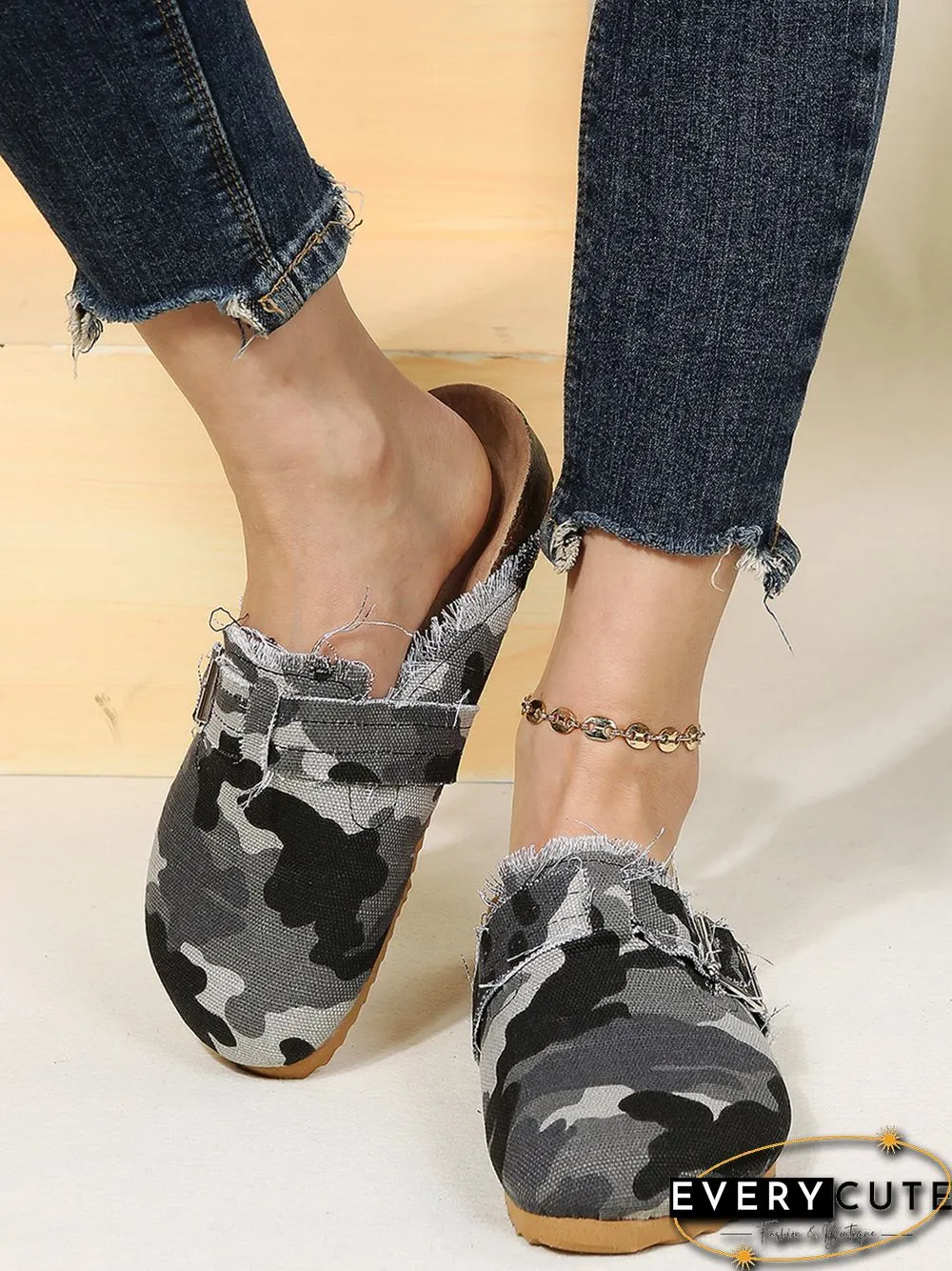 Camo Print Canvas Adjustable Buckle Slides