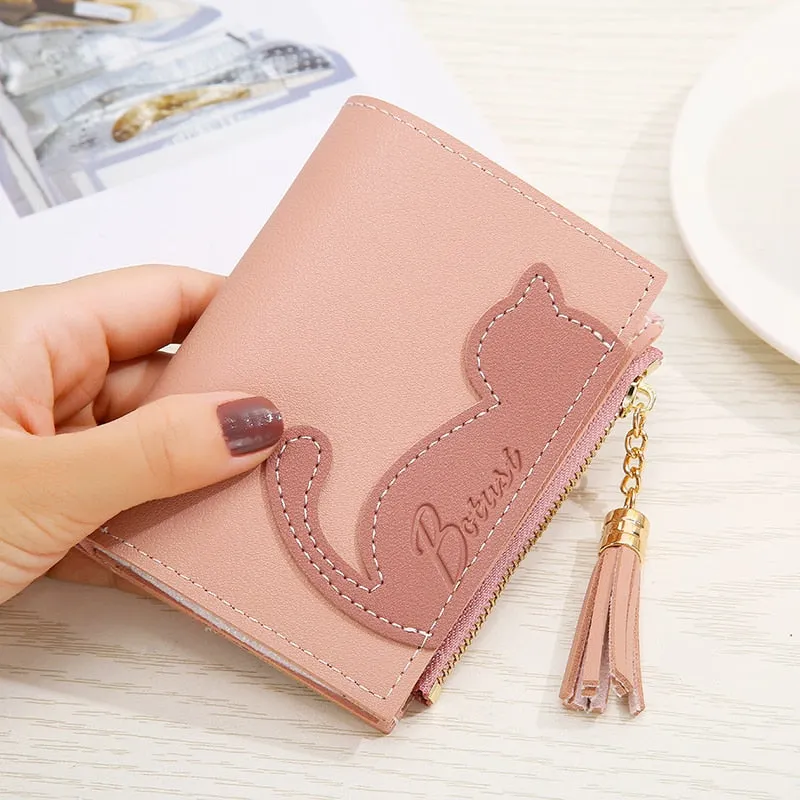 Women Cute Cat Wallet Small Zipper Girl Wallet Brand Designed Pu Leather Women Coin Purse Female Card Holder Wallet Billetera