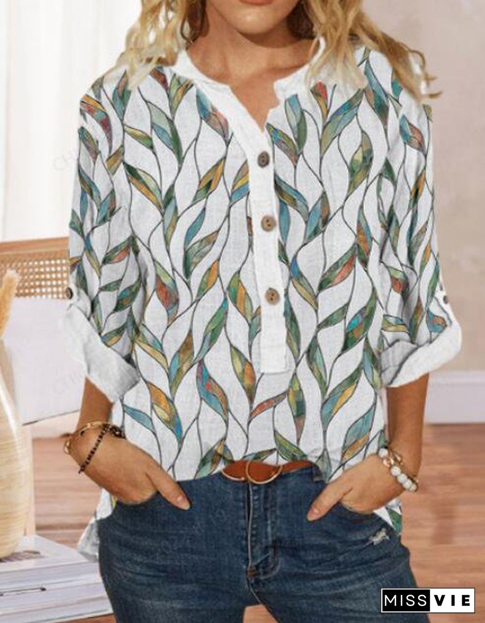 Casual V Neck Loose Tops