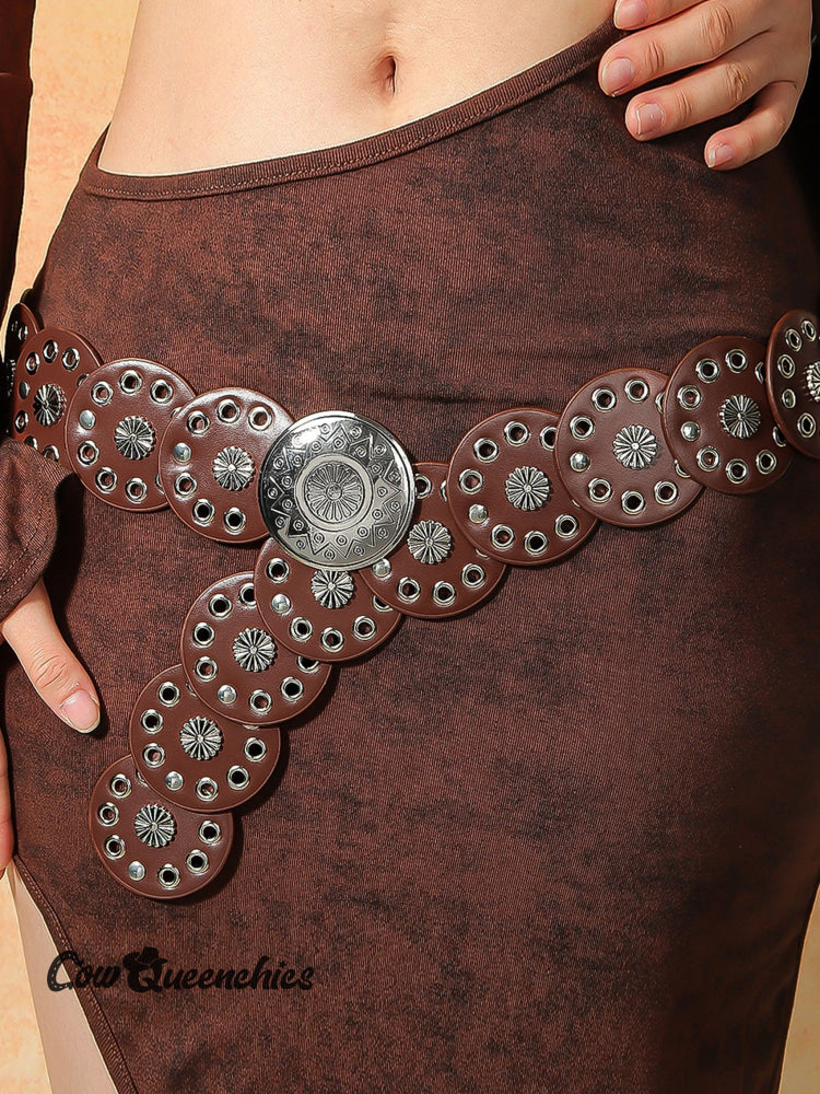 Vintage Western Decorative Belt Brown / 105Cm