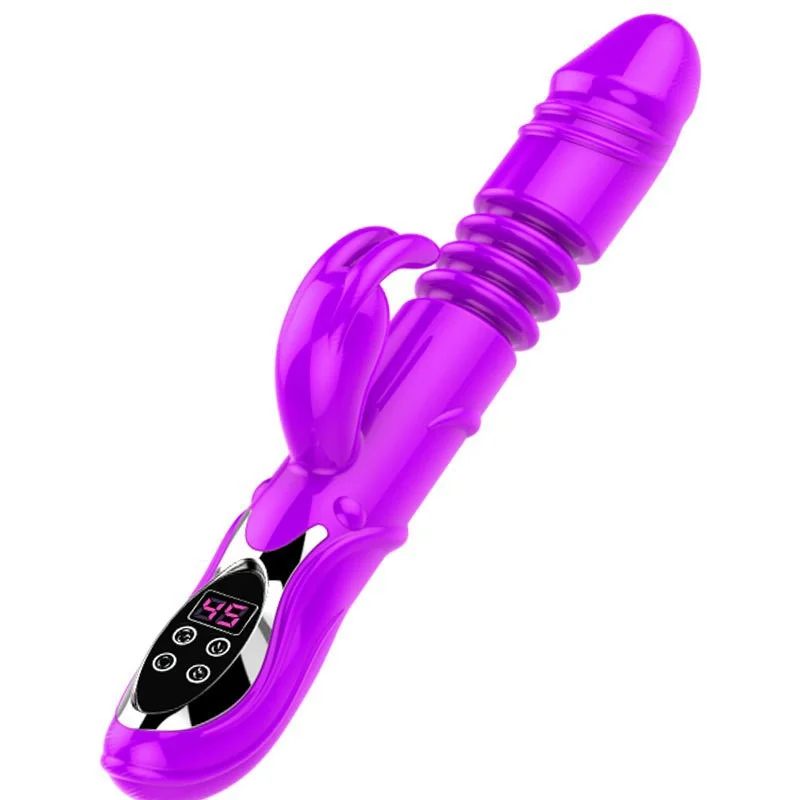 Telescopic Dildo G Spot Vibrator Thrusting Rotating Female Masturbation