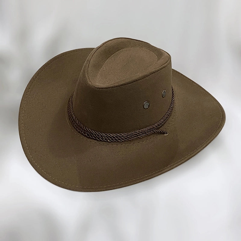 American Western Cowboy Hat Spring And Autumn Leather Men’s Mountain Climbing Spanish Women’s Sun Big Edge Sun Hat Sunscreen Travel