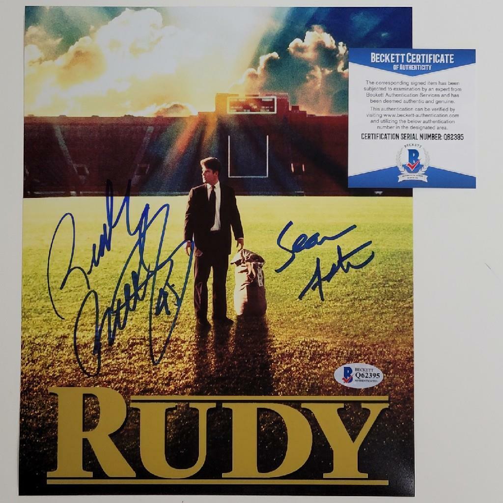 Rudy Ruettiger & Sean Astin dual signed 8x10 Movie Poster Photo Poster painting 1 ~ BAS COA