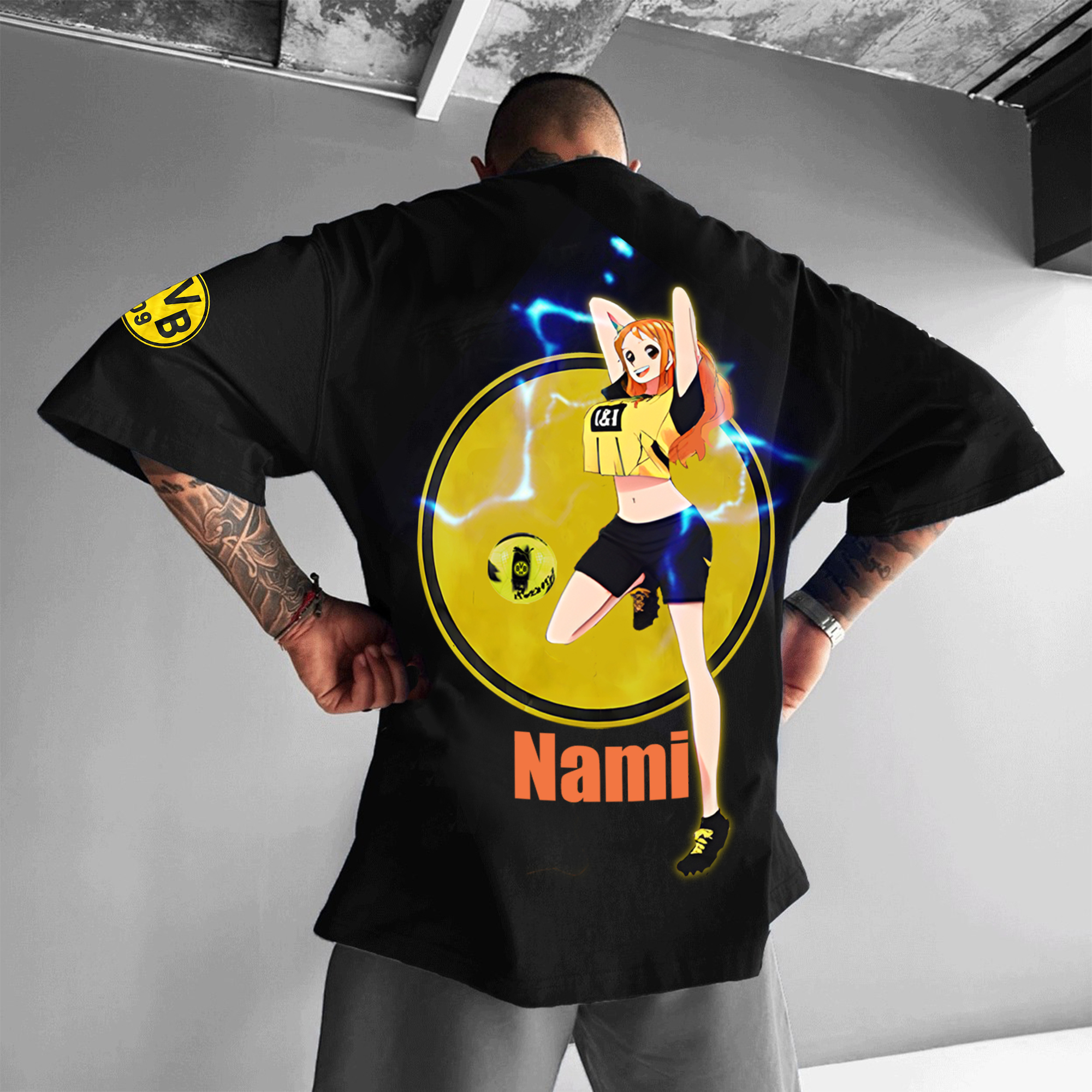  Stylish Oversized T-Shirt with Bold Logo Design for Men