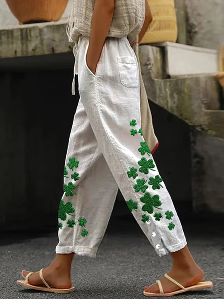 VChics Women's St. Patrick's Day Lace Up Loose Casual Pants