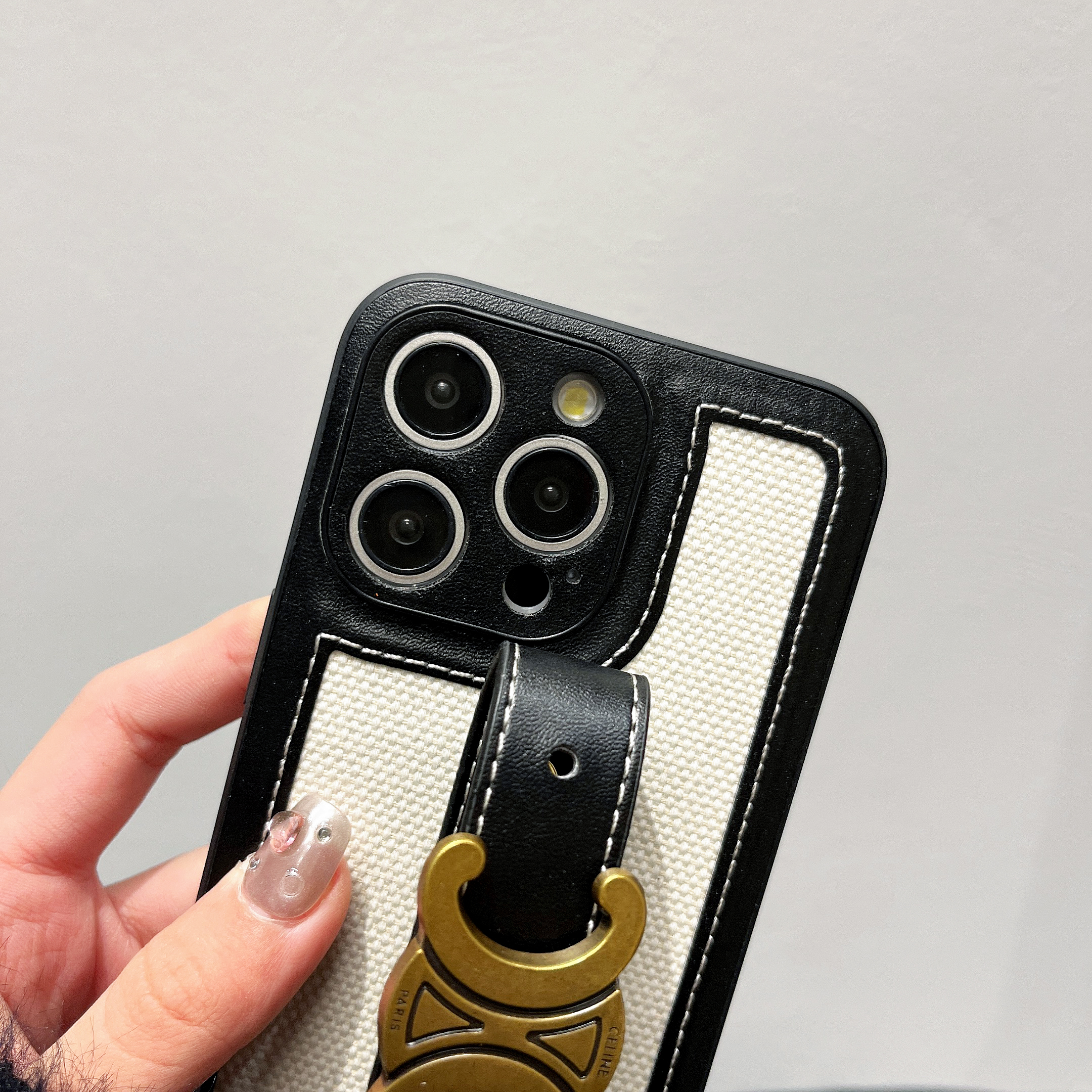 Leather wrist strap Celine Apple iPhone drop protection cases