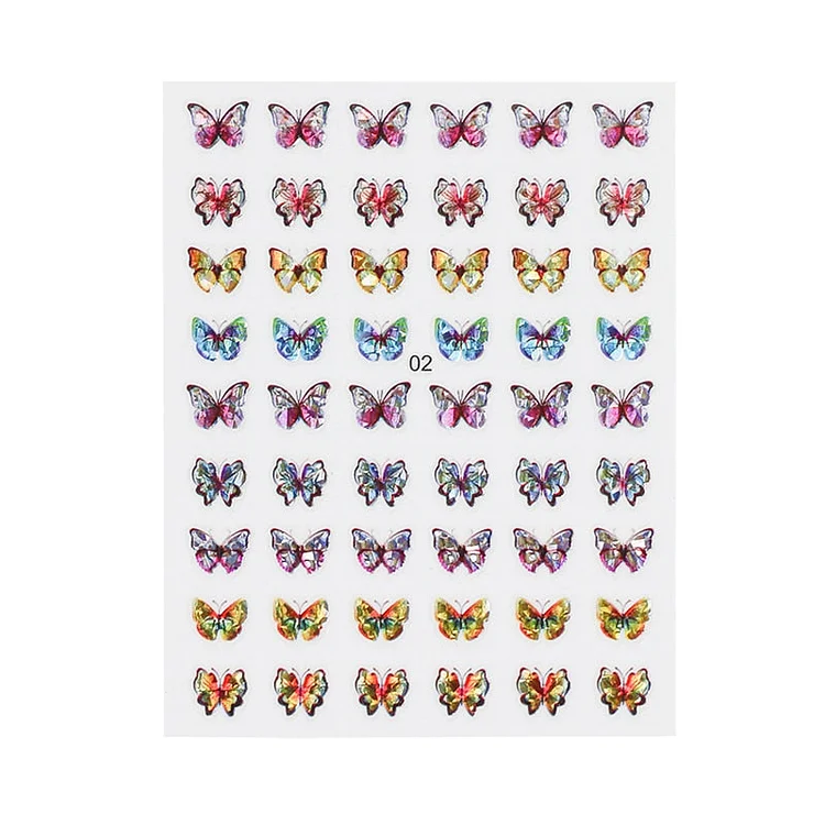 1 Sheet Laser Butterfly Nail Stickers Adhesive Sliders Colorful DIY Simulation Bronzing Nail Art Stickers for Nails Decoration