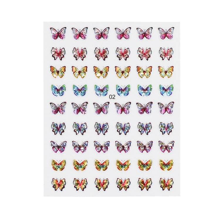 1 Sheet Laser Butterfly Nail Stickers Adhesive Sliders Colorful DIY Simulation Bronzing Nail Art Stickers for Nails Decoration