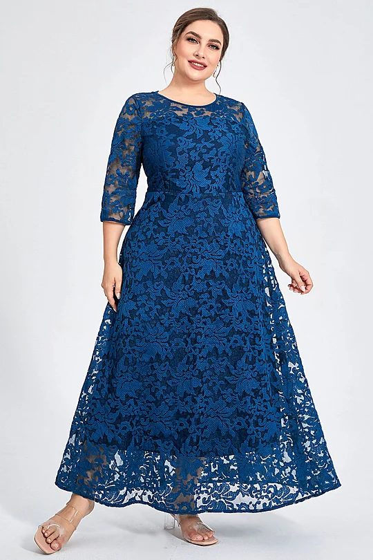 Plus Size Blue and Navy Blue Dresses - Flycurvy