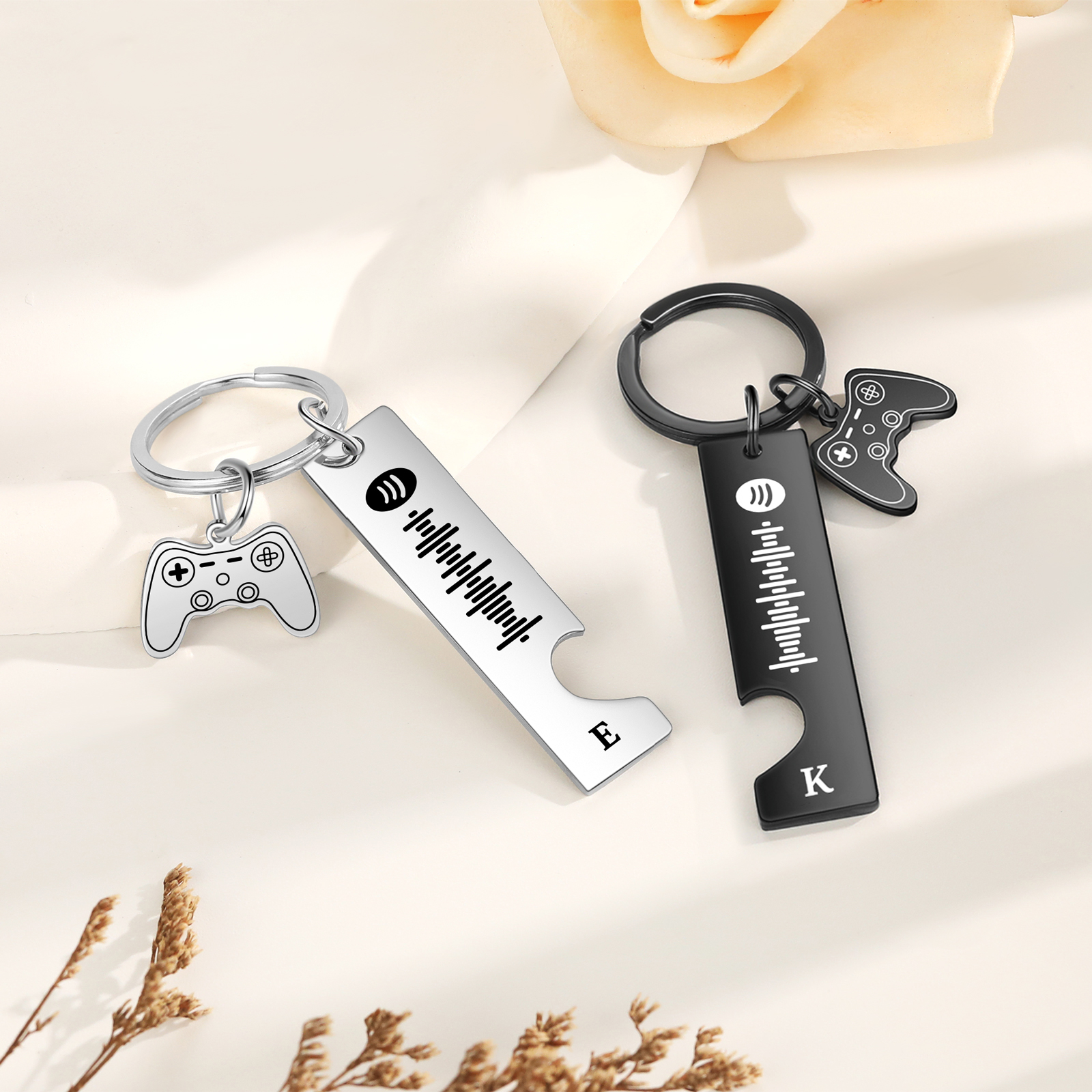 Personalised Spotify Code Keyring Custom 2 Letters Keychain Scannable Music Keychain Valentine's Day Gift for Couples-Jessemade AU