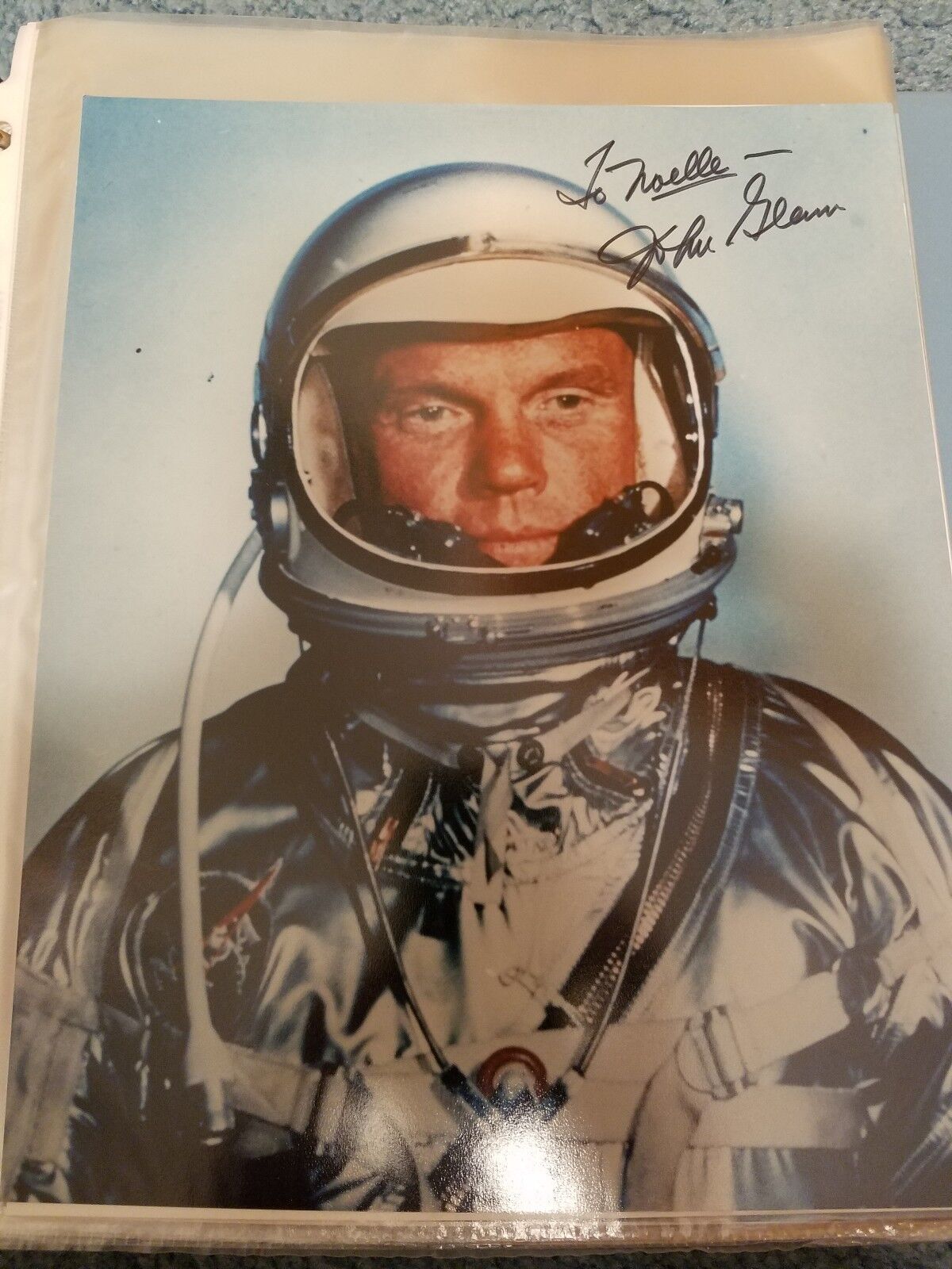 ASTRONAUT JOHN GLENN HAND SIGNED AUTOGRAPHED COLOR Photo Poster painting TO NOELLE