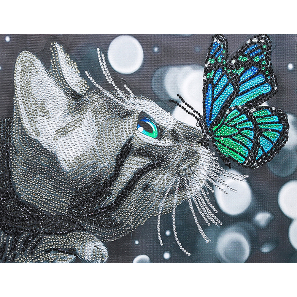 

Butterfly Cat - Crystal Special Shaped Diamond Painting - 40*30CM, 501 Original