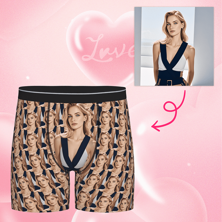 【Byxhuc】Personalized Boxers for Men with Picture, Long Face Underwear for Men, Personalized Gifts for Men Boyfriend Husband on Birthday Christmas