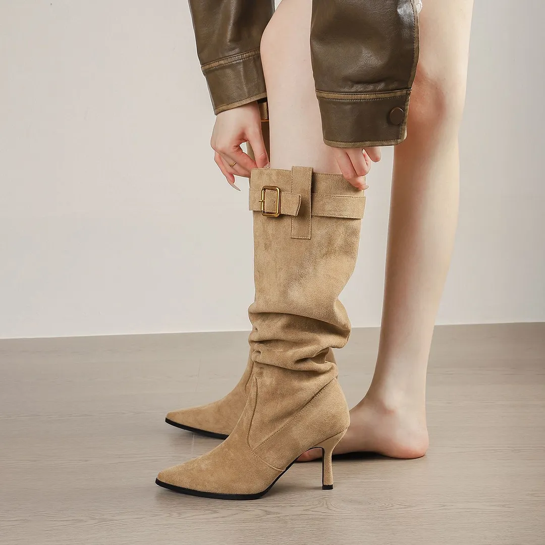Breakj Breakj Pointed Folding Pile Boots Women 2025 Autumn And Winter New Detachable Two-Dable And Long Boots High And Short Boots