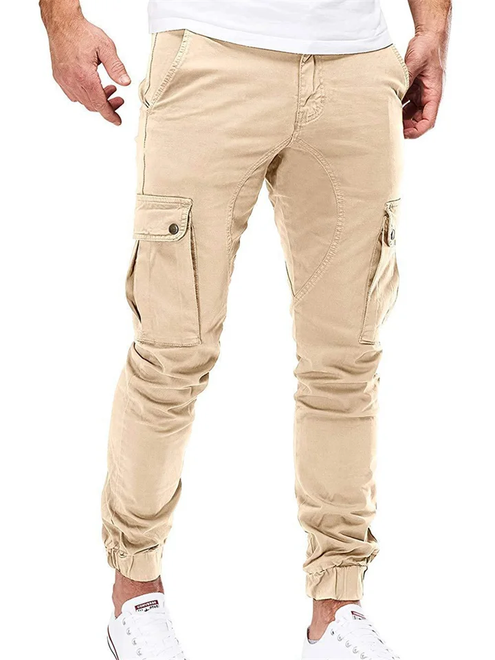 New Men's Tight Pants Men's Workwear Solid Color Multi-pocket Pants S-3XL-Cosfine