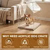 [US Local Warehouse] Acrylic Dog House Lockable Ventilated Modern Dogs Crate Clear Dog Playpen for Small and Medium Dogs Pets 24.02x15.75x23.62inch
