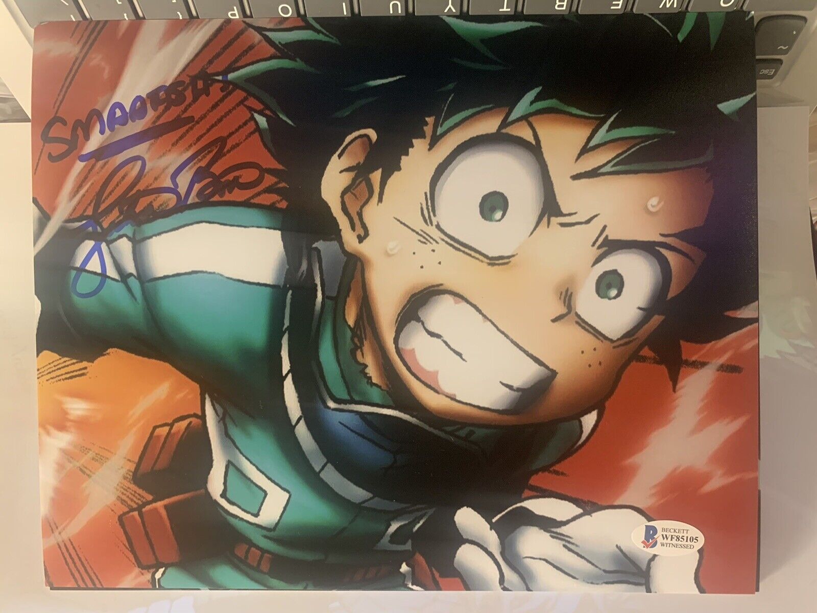 JUSTIN BRINER SIGNED DEKU 8X10 Photo Poster painting MY HERO ACADEMIA IZUKU MIDORIYA BAS COA D6