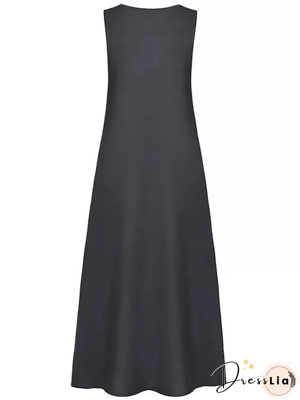 Womens Maxi Dress With V-neck Long Sleeveless Color Block Patchwork Summer Plus Size