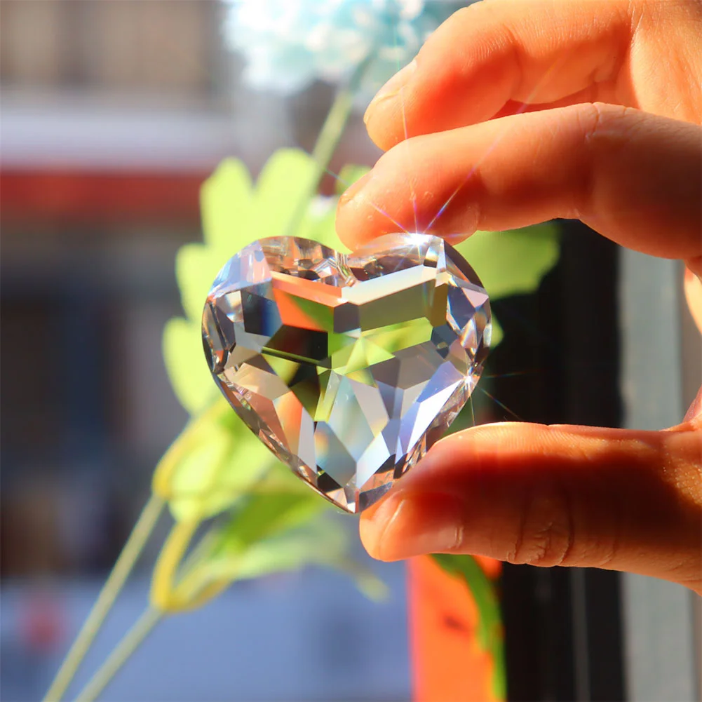 Colorful Crystal Prism Ball Pendulum Pendant for Garden Window (Heart)