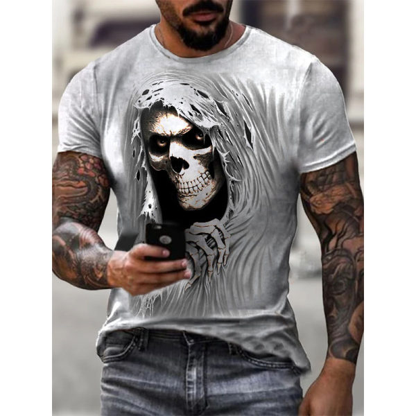 3D Print Quick Dry Men's T-shirt with skull print tacday