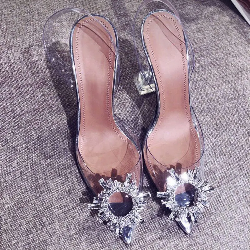 Breakj Breakj Sandals Women 2025 New Summer Transparent Crystal Fairy Wind Fine Heel High Heels High Heels Water Drill Women Shoes