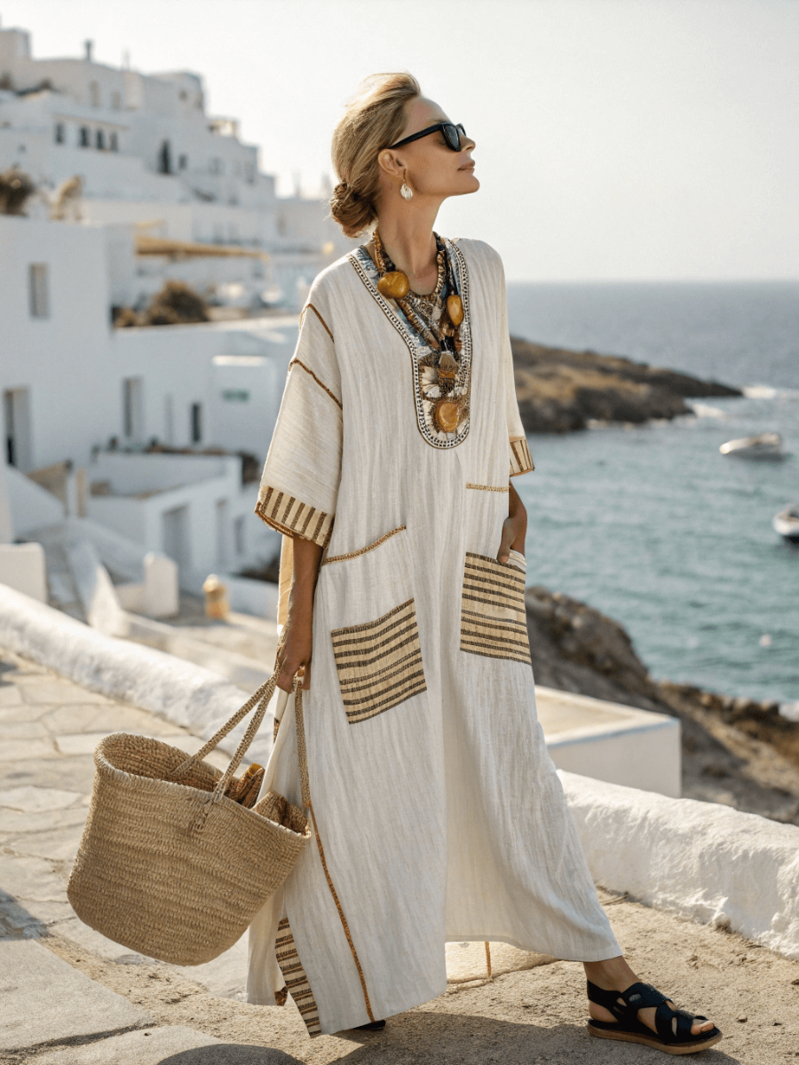 Women's Linen Solid Color Loose Dress