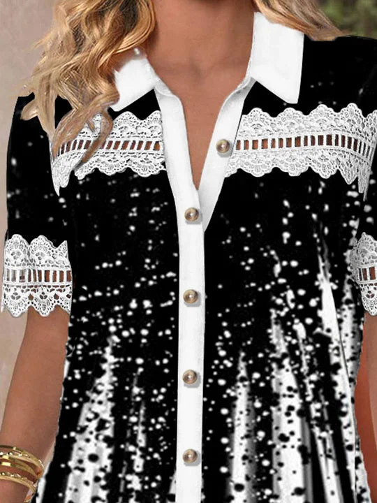 Women Half Sleeve V-neck Solid Color Dress