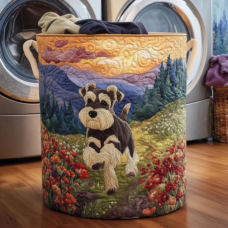 Adorable Schnauzer Quilted Laundry Basket GFTOYC1204