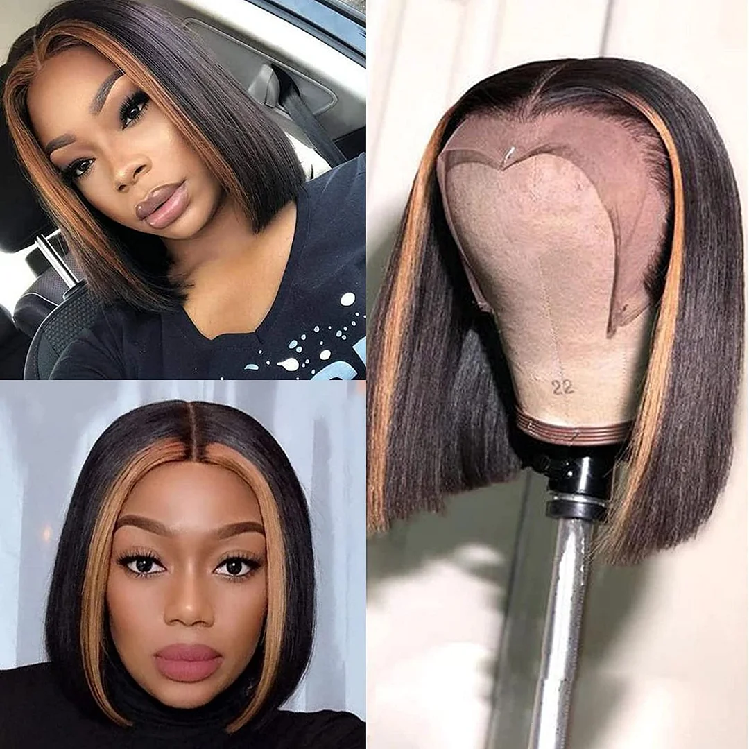 Short Black Mix Brown Daily Bob Wigs ELCNEPAL
