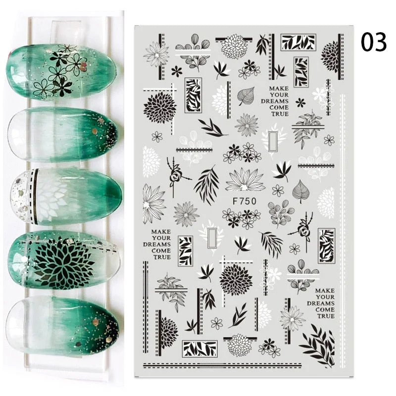 1PC Abstract Face Pattern 3D Nail Stickers Summer Autumn Lady Image Flower Leaves Sliders Decals For Nails Decoration Manicures