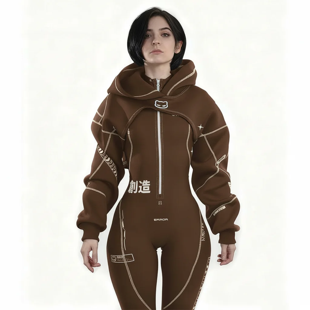 Cyberpunk Futuristic Mechanical Style Women's Sports Yoga Outfit Set