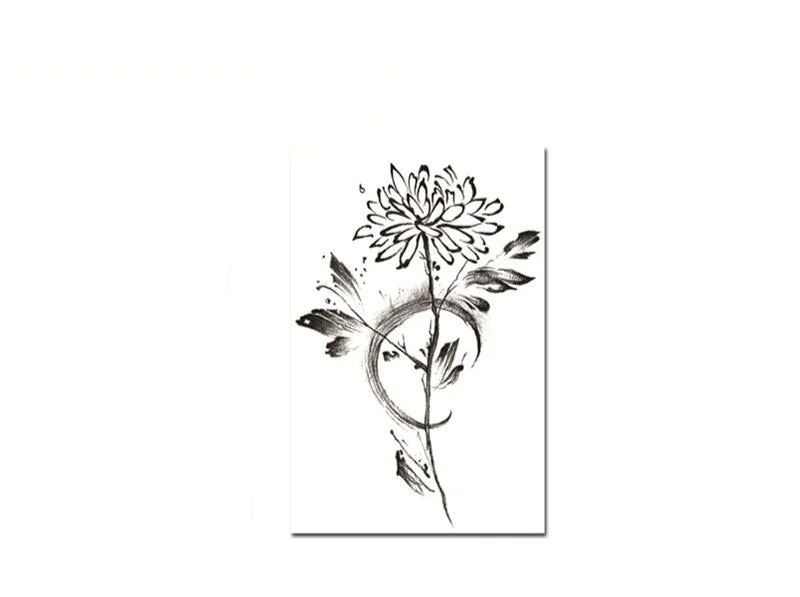 Ins Hot Big Size Painting Black Flower Neck Fake Tattoo Stickers for Men Women Water Transfer Temporari Tatto Body Arm Art Tatoo